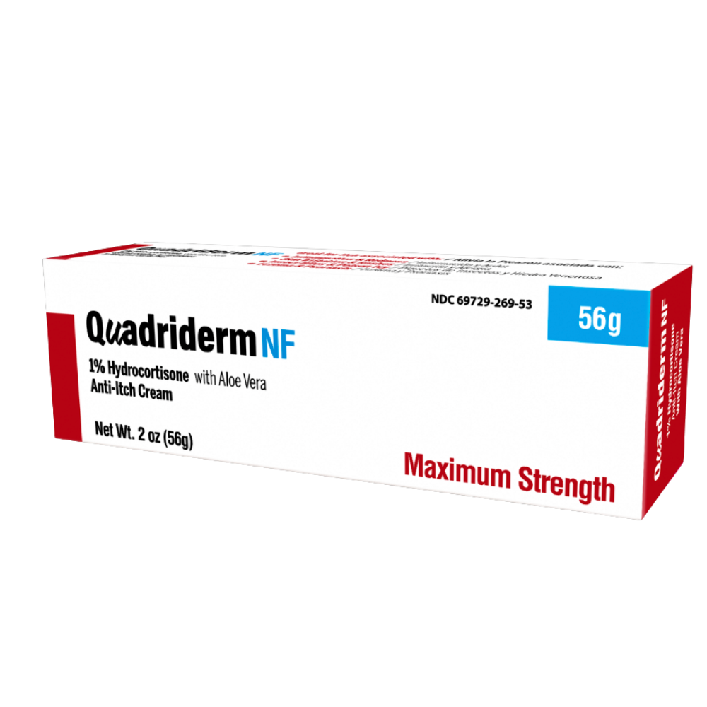 Quadriderm NF Maximum Strength Anti-Itch Cream, Hydrocortisone 1% with Aloe Vera, 2 oz / 56g tube